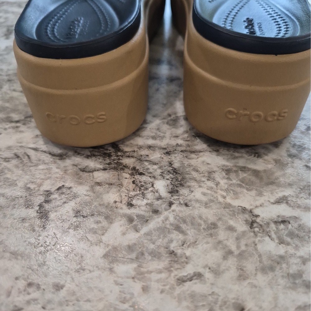 CROCS Black and Tan Platform Sandals - Picture 4 of 8